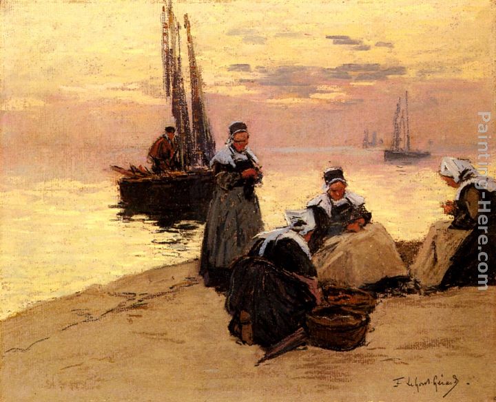 Breton Fisherwoman painting - Fernand Marie Eugene Legout-Gerard Breton Fisherwoman art painting